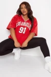 Büyük Beden Önü Baskılı V Yaka Yarım Kollu Uzun Kesim T-Shirt 302505