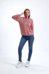 Kapüşonlu Yazı Baskılı Uzun Kollu Normal Kalıp İnce Triko Sweatshirt IHR-23Y-IZ1246264