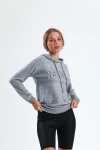 Kapüşonlu Normal Kalıp Uzun Kollu Yazı Baskılı Ince Örme Sweatshirt 12462644