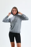 Kapüşonlu Normal Kalıp Uzun Kollu Yazı Baskılı Ince Örme Sweatshirt 12462644