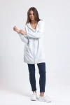 Kapüşonlu Önden Fermuarlı Uzun Kollu Uzun Kesim Cepli Sweatshirt