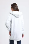 Kapüşonlu Önden Fermuarlı Uzun Kollu Uzun Kesim Cepli Sweatshirt
