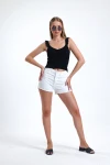 İnce Askılı Kolları Fırfırlı Omzu Dantelli Likralı Crop Bluz İZ26U