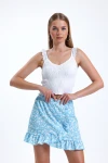 İnce Askılı Kolları Fırfırlı Omzu Dantelli Likralı Crop Bluz İZ26U