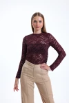 Transparan Detaylı Dantelli Uzun Kollu Astarsız İnce Bluz IHR-23Y-12402374