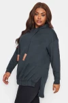 Büyük Beden Arkası Uzun Kapüşonlu Bağcıklı Uzun Kollu Sweatshirt 302574