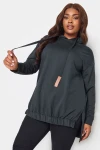 Büyük Beden Arkası Uzun Kapüşonlu Bağcıklı Uzun Kollu Sweatshirt 302574