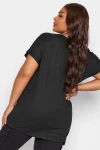 Büyük Beden Bisiklet Yaka Kesik Detaylı Baskılı Kısa Kollu T-shirt 321123