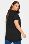 Büyük Beden Bisiklet Yaka Kısa Kollu Baskılı T-shirt 302268