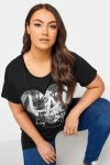 Büyük Beden Bisiklet Yaka Kısa Kollu Baskılı T-shirt 302268
