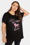 Büyük Beden Bisiklet Yaka Kısa Kollu Metalik Baskılı T-shirt 302849