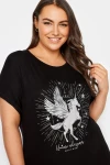 Büyük Beden Bisiklet Yaka Kısa Kollu Metalik Baskılı T-shirt 302848