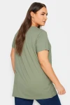 Büyük Beden Bisiklet Yaka Kısa Kollu Parıltılı Baskılı T-shirt 302271