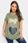 Büyük Beden Bisiklet Yaka Kısa Kollu Parıltılı Baskılı T-shirt 302271