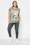 Büyük Beden Bisiklet Yaka Kol ve Omuz Detaylı Baskılı T-shirt 302895