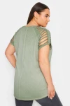 Büyük Beden Bisiklet Yaka Kol ve Omuz Detaylı Baskılı T-shirt 302895