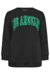 Büyük Beden Bisiklet Yaka Uzun Kollu Baskılı Sweatshirt 302685
