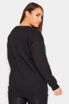 Büyük Beden Bisiklet Yaka Uzun Kollu Baskılı Sweatshirt 302685