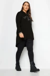 Büyük Beden Uzun Kollu Arkası Uzun Baskılı Kapüşonlu Sweatshirt 302846