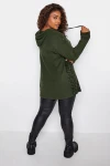 Büyük Beden V Yaka Kapüşonlu Taş Detaylı Leopar Desenli Sweatshirt 285009