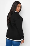 Büyük Beden V Yaka Uzun Kollu Şerit Detaylı Baskılı Sweatshirt 302802