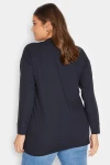 Büyük Beden Yıldız İşlemeli İpli Yaka Uzun Kesim Sweatshirt 301639