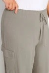 Büyük Beden Beli Lastikli Cepli Geniş Paça Kargo Pantolon 143824