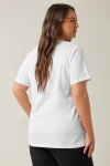 Büyük Beden Bisiklet Yaka Payet Süslemeli Kısa Kollu T-shirt 615558