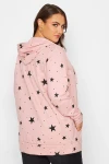 Büyük Beden Kapüşonlu Cepli Yıldız Desenli Fermuarlı Sweatshirt 300165