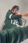 Büyük Beden Kapüşonlu Uzun Kollu Baskılı Sweatshirt 301126