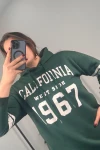 Büyük Beden Kapüşonlu Uzun Kollu Baskılı Sweatshirt 301126