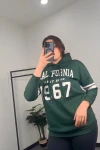 Büyük Beden Kapüşonlu Uzun Kollu Baskılı Sweatshirt 301126