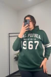 Büyük Beden Kapüşonlu Uzun Kollu Baskılı Sweatshirt 301126