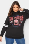 Büyük Beden Kolları Şeritli Kapüşonlu Uzun Kollu Sweatshirt 302128