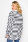 Büyük Beden Uzun Kollu Çizgili Çapa Baskılı Sweatshirt 301683