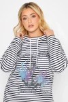 Büyük Beden Uzun Kollu Çizgili Çapa Baskılı Sweatshirt 301683