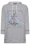 Büyük Beden Uzun Kollu Çizgili Çapa Baskılı Sweatshirt 301683