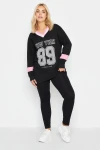 Büyük Beden V Yaka Uzun Kollu Baskılı Sweatshirt 303004