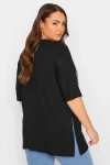 Büyük Beden Yırtmaç Detaylı Payetli T-shirt 302086
