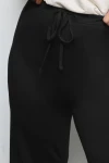 Büyük Beden Beli Lastikli ve Bağcıklı Cepsiz Paçası Geniş Pantolon 037392
