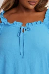 Büyük Beden Geniş Yaka Fırfır Askılı Kol Önü Bağlamalı Bluz 322690