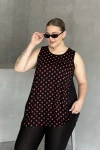 Büyük Beden Önü Puantiyeli Kolsuz Bluz 302253