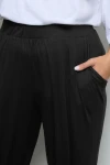 Büyük Beden Paçası ve Beli Lastikli Cepli İnce Pantolon 143299