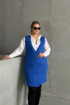 Büyük Beden Sıfır Kol Önü Düğmeli Cep Görünümlü Hırka 300862