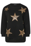 Büyük Beden Uzun Kollu Bisiklet Yaka Payet İşlemeli Sweatshirt 303833