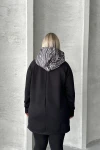 Büyük Beden Uzun Kollu Kapüşonlu Kanguru Cepli Yanları Yırtmaçlı Sweatshirt 300372