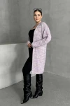 Büyük Beden Uzun Kollu Önü Kapamasız İnce Örme Hırka 302300