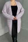 Büyük Beden Uzun Kollu Önü Kapamasız İnce Örme Hırka 302300