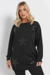 Büyük Beden Uzun Kollu Payet İşlemeli Bisiklet Yaka Sweatshirt 303789