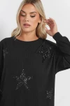 Büyük Beden Uzun Kollu Payet İşlemeli Bisiklet Yaka Sweatshirt 303789